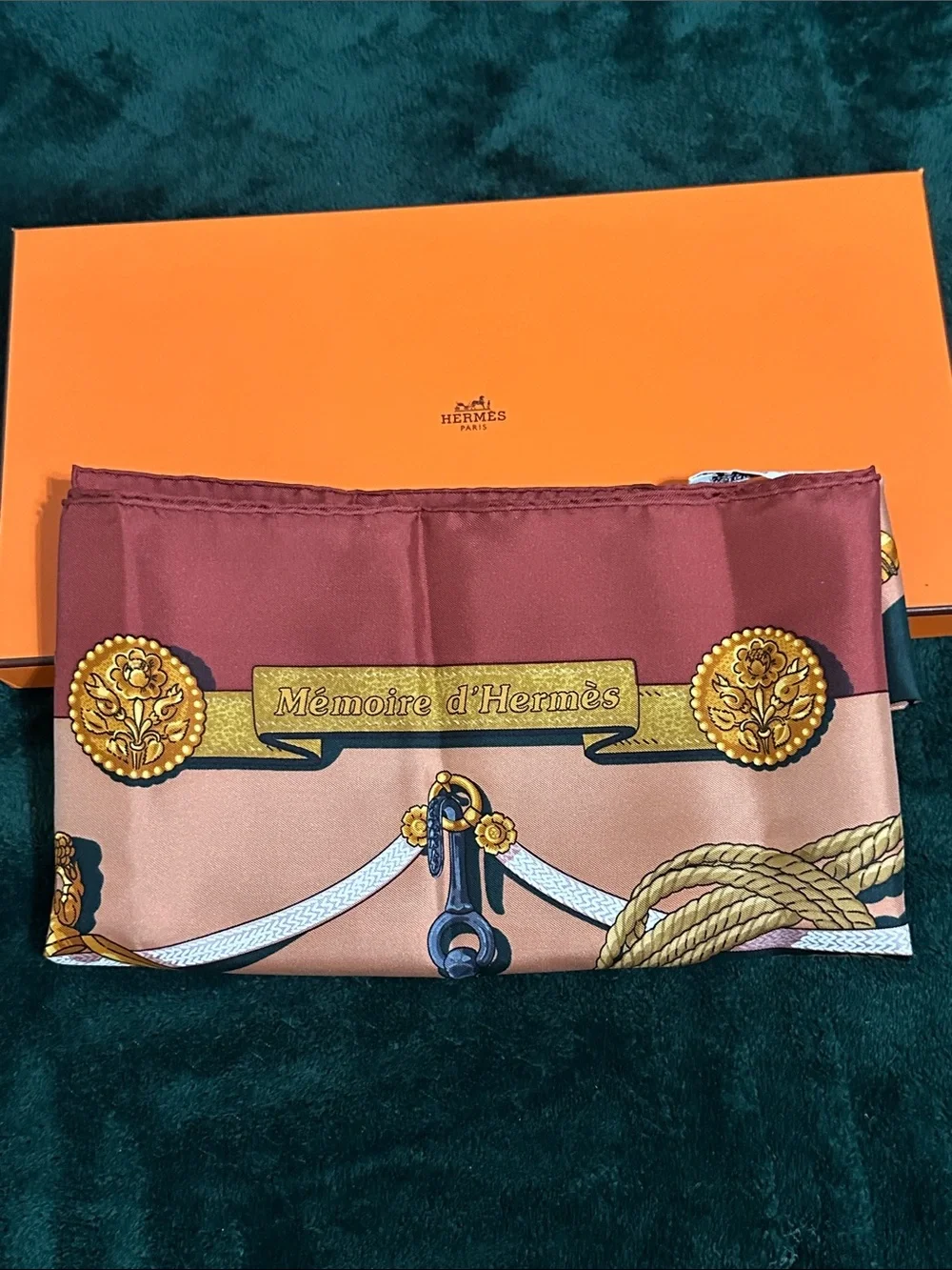 Hermes Printed Silk Scarf with Equestrian & Vintage Motif